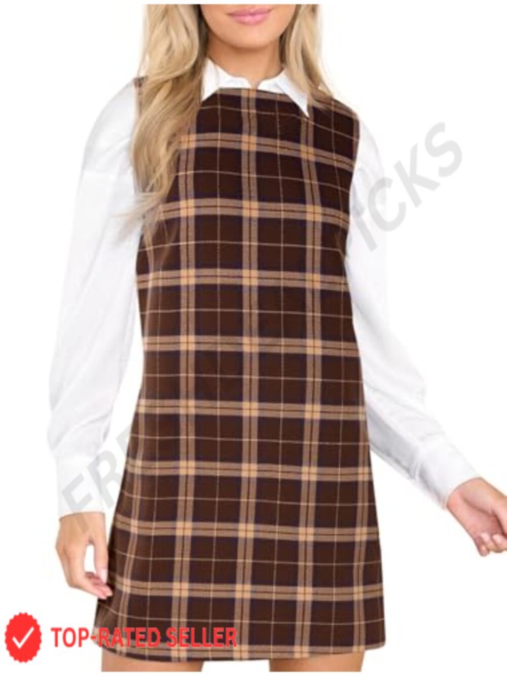 Plaid Mini Dress Sleeveless A-Line Overall Christmas Party